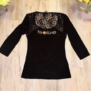 Bebe ribbed lace top